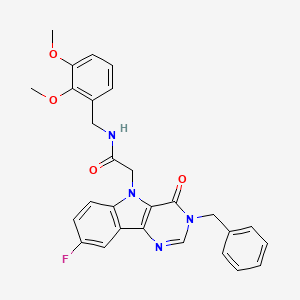 B2734875 2-(3-benzyl-8-fluoro-4-oxo-3H-pyrimido[5,4-b]indol-5(4H)-yl)-N-(2,3-dimethoxybenzyl)acetamide CAS No. 1189931-49-4