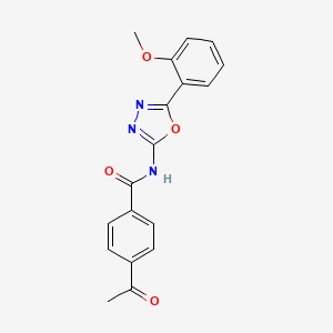 molecular formula C18H15N3O4 B2734876 4-乙酰-N-[5-(2-甲氧基苯基)-1,3,4-噁二唑-2-基]苯甲酰胺 CAS No. 941997-55-3