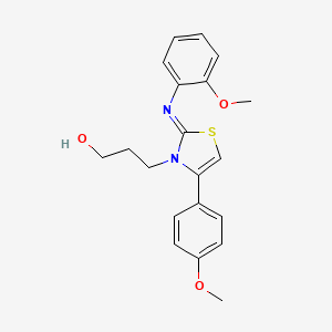 molecular formula C20H22N2O3S B2734878 3-[4-(4-Methoxyphenyl)-2-(2-methoxyphenyl)imino-1,3-thiazol-3-yl]propan-1-ol CAS No. 898622-07-6