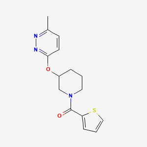 molecular formula C15H17N3O2S B2734881 (3-((6-Methylpyridazin-3-yl)oxy)piperidin-1-yl)(thiophen-2-yl)methanone CAS No. 2034250-33-2