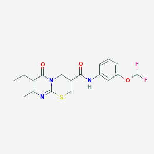 molecular formula C18H19F2N3O3S B2734886 N-(3-(二氟甲氧基)苯基)-7-乙基-8-甲基-6-氧代-2,3,4,6-四氢嘧啶并[2,1-b][1,3]噻嗪-3-羧酰胺 CAS No. 1421525-94-1