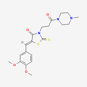 molecular formula C20H25N3O4S2 B2734914 (5Z)-5-[(3,4-二甲氧基苯基)甲亚甲基]-3-[3-(4-甲基哌嗪-1-基)-3-氧代丙基]-2-硫代-1,3-噻唑烷-4-酮 CAS No. 403829-55-0