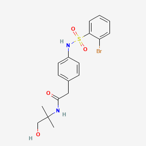 2-(4-(2-bromophenylsulfonamido)phenyl)-N-(1-hydroxy-2-methylpropan-2-yl)acetamide
