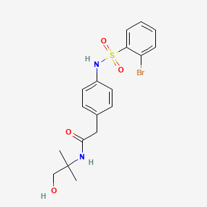 molecular formula C18H21BrN2O4S B2734916 2-(4-(2-bromophenylsulfonamido)phenyl)-N-(1-hydroxy-2-methylpropan-2-yl)acetamide CAS No. 1235108-79-8