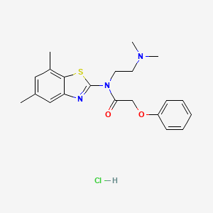 molecular formula C21H26ClN3O2S B2734917 N-(2-(dimethylamino)ethyl)-N-(5,7-dimethylbenzo[d]thiazol-2-yl)-2-phenoxyacetamide hydrochloride CAS No. 1215613-47-0