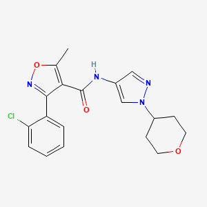 molecular formula C19H19ClN4O3 B2734932 3-(2-氯苯基)-5-甲基-N-(1-(四氢-2H-吡喃-4-基)-1H-吡唑-4-基)异噁唑-4-羧酰胺 CAS No. 1797551-75-7