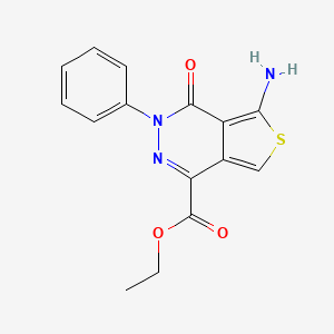 molecular formula C15H13N3O3S B2734959 Ethyl 5-amino-4-oxo-3-phenyl-3,4-dihydrothieno[3,4-d]pyridazine-1-carboxylate CAS No. 123542-47-2