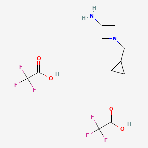 molecular formula C11H16F6N2O4 B2734961 1-(环丙甲基)氮杂环丁烷-3-胺双(2,2,2-三氟乙酸盐) CAS No. 2225141-20-6