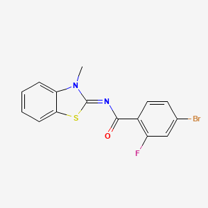 molecular formula C15H10BrFN2OS B2734973 4-溴-2-氟-N-(3-甲基-1,3-苯并噻唑-2-基亚)苯甲酰胺 CAS No. 325986-89-8