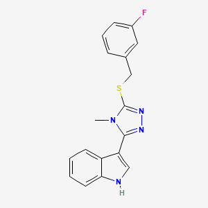 molecular formula C18H15FN4S B2734992 3-(5-((3-fluorobenzyl)thio)-4-methyl-4H-1,2,4-triazol-3-yl)-1H-indole CAS No. 852143-24-9
