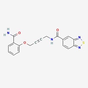 molecular formula C18H14N4O3S B2734998 N-(4-(2-碳酰胺基苯氧)丁-2-炔-1-基)苯并[c][1,2,5]噻二唑-5-甲酰胺 CAS No. 1448062-69-8