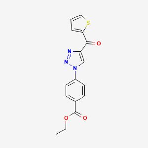 molecular formula C16H13N3O3S B2735011 ethyl 4-[4-(2-thienylcarbonyl)-1H-1,2,3-triazol-1-yl]benzenecarboxylate CAS No. 477847-86-2