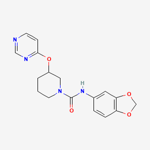 molecular formula C17H18N4O4 B2735021 N-(benzo[d][1,3]dioxol-5-yl)-3-(pyrimidin-4-yloxy)piperidine-1-carboxamide CAS No. 2034472-28-9