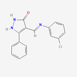 molecular formula C16H12ClN3O B2735022 4-[(3-chloroanilino)methylene]-5-phenyl-2,4-dihydro-3H-pyrazol-3-one CAS No. 338975-61-4