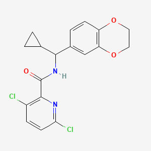molecular formula C18H16Cl2N2O3 B2735032 3,6-dichloro-N-[cyclopropyl(2,3-dihydro-1,4-benzodioxin-6-yl)methyl]pyridine-2-carboxamide CAS No. 1388582-91-9