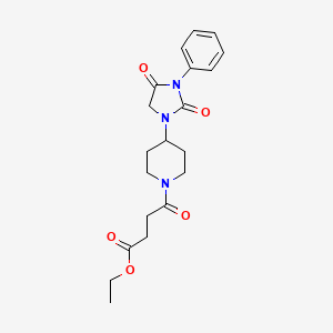 molecular formula C20H25N3O5 B2735039 Ethyl 4-(4-(2,4-dioxo-3-phenylimidazolidin-1-yl)piperidin-1-yl)-4-oxobutanoate CAS No. 2034283-65-1