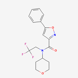 molecular formula C17H17F3N2O3 B2735047 5-phenyl-N-(tetrahydro-2H-pyran-4-yl)-N-(2,2,2-trifluoroethyl)isoxazole-3-carboxamide CAS No. 1396624-67-1