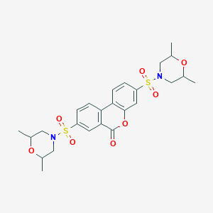 molecular formula C25H30N2O8S2 B2735051 3,8-Bis[(2,6-dimethylmorpholin-4-yl)sulfonyl]benzo[c]chromen-6-one CAS No. 1005243-26-4
