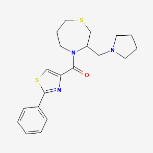 molecular formula C20H25N3OS2 B2735056 (2-苯基噻唑-4-基)(3-(哌啶-1-基甲基)-1,4-噻赛巴-4-基)甲酮 CAS No. 1421481-12-0