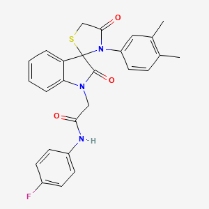 2-(3'-(3,4-dimethylphenyl)-2,4'-dioxospiro[indoline-3,2'-thiazolidin]-1-yl)-N-(4-fluorophenyl)acetamide