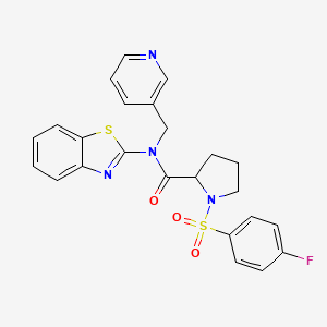 molecular formula C24H21FN4O3S2 B2735061 N-(benzo[d]thiazol-2-yl)-1-((4-fluorophenyl)sulfonyl)-N-(pyridin-3-ylmethyl)pyrrolidine-2-carboxamide CAS No. 1050199-31-9