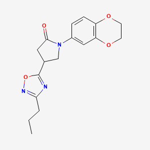 molecular formula C17H19N3O4 B2735063 1-(2,3-Dihydro-1,4-benzodioxin-6-yl)-4-(3-propyl-1,2,4-oxadiazol-5-yl)pyrrolidin-2-one CAS No. 1171770-72-1