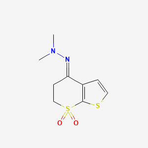 molecular formula C9H12N2O2S2 B2735065 N-[(E)-(7,7-二氧杂-5,6-二氢噻吩[2,3-b]噻喃-4-基亚)氨基]-N-甲基甲酰胺 CAS No. 478043-35-5