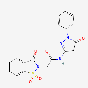 N-(5-oxo-1-phenyl-4H-pyrazol-3-yl)-2-(1,1,3-trioxo-1,2-benzothiazol-2-yl)acetamide