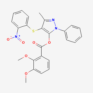 molecular formula C25H21N3O6S B2735071 3-methyl-4-((2-nitrophenyl)thio)-1-phenyl-1H-pyrazol-5-yl 2,3-dimethoxybenzoate CAS No. 851126-42-6