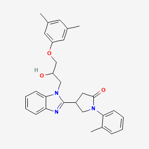 molecular formula C29H31N3O3 B2735076 4-{1-[3-(3,5-dimethylphenoxy)-2-hydroxypropyl]-1H-benzimidazol-2-yl}-1-(2-methylphenyl)pyrrolidin-2-one CAS No. 1111062-49-7