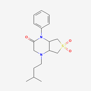 molecular formula C17H24N2O3S B2735079 4-isopentyl-1-phenylhexahydrothieno[3,4-b]pyrazin-2(1H)-one 6,6-dioxide CAS No. 1040709-72-5