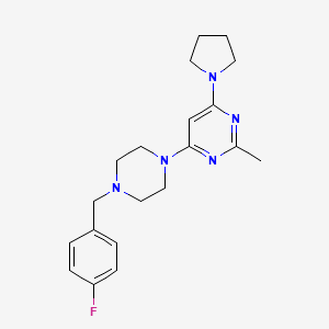 molecular formula C20H26FN5 B2735089 4-{4-[(4-Fluorophenyl)methyl]piperazin-1-yl}-2-methyl-6-(pyrrolidin-1-yl)pyrimidine CAS No. 2415602-05-8