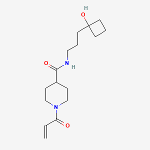 molecular formula C16H26N2O3 B2735094 N-[3-(1-Hydroxycyclobutyl)propyl]-1-prop-2-enoylpiperidine-4-carboxamide CAS No. 2361704-54-1