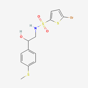 molecular formula C13H14BrNO3S3 B2735099 5-bromo-N-(2-hydroxy-2-(4-(methylthio)phenyl)ethyl)thiophene-2-sulfonamide CAS No. 1448027-19-7