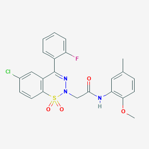 molecular formula C23H19ClFN3O4S B2735102 2-[6-氯-4-(2-氟苯基)-1,1-二氧代-2H-1,2,3-苯并噻啶-2-基]-N-(2-甲氧基-5-甲基苯基)乙酰胺 CAS No. 1031670-19-5