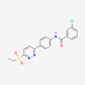 molecular formula C19H16ClN3O3S B2735103 3-chloro-N-(4-(6-(ethylsulfonyl)pyridazin-3-yl)phenyl)benzamide CAS No. 1005294-69-8