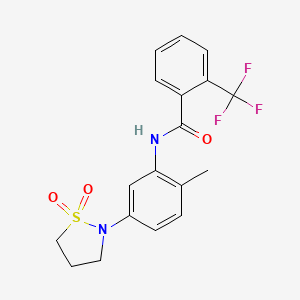molecular formula C18H17F3N2O3S B2735130 N-(5-(1,1-dioxidoisothiazolidin-2-yl)-2-methylphenyl)-2-(trifluoromethyl)benzamide CAS No. 941899-56-5