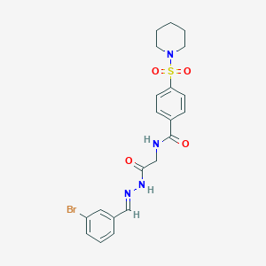 molecular formula C21H23BrN4O4S B2735132 (E)-N-(2-(2-(3-溴苯甲亚甲基)肼基)-2-氧代乙基)-4-(哌啶-1-基磺酰)苯甲酰胺 CAS No. 391895-93-5