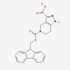 molecular formula C22H19N3O4 B2735142 5-{[(9H-fluoren-9-yl)methoxy]carbonyl}-2H,4H,5H,6H,7H-pyrazolo[4,3-c]pyridine-3-carboxylic acid CAS No. 2091633-90-6