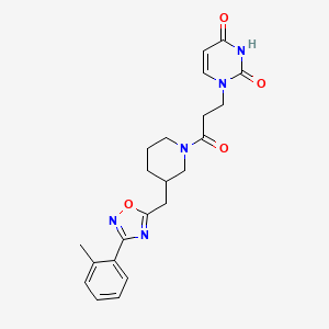 1-(3-oxo-3-(3-((3-(o-tolyl)-1,2,4-oxadiazol-5-yl)methyl)piperidin-1-yl)propyl)pyrimidine-2,4(1H,3H)-dione