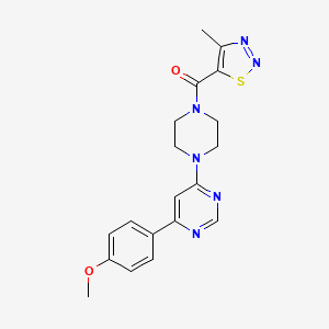 molecular formula C19H20N6O2S B2735163 (4-(6-(4-Methoxyphenyl)pyrimidin-4-yl)piperazin-1-yl)(4-methyl-1,2,3-thiadiazol-5-yl)methanone CAS No. 1351586-67-8