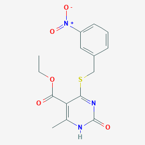 molecular formula C15H15N3O5S B2735165 ethyl 6-methyl-4-[(3-nitrophenyl)methylsulfanyl]-2-oxo-1H-pyrimidine-5-carboxylate CAS No. 899957-40-5