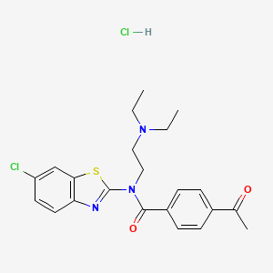 molecular formula C22H25Cl2N3O2S B2735169 4-acetyl-N-(6-chlorobenzo[d]thiazol-2-yl)-N-(2-(diethylamino)ethyl)benzamide hydrochloride CAS No. 1052531-80-2