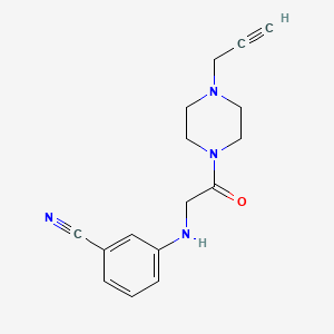 molecular formula C16H18N4O B2735189 3-({2-Oxo-2-[4-(prop-2-yn-1-yl)piperazin-1-yl]ethyl}amino)benzonitrile CAS No. 1384589-13-2