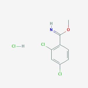 molecular formula C8H8Cl3NO B2735212 Methyl 2,4-dichlorobenzene-1-carboximidate hydrochloride CAS No. 2155856-51-0