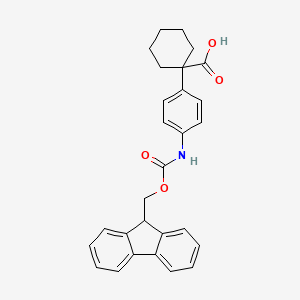 molecular formula C28H27NO4 B2735221 1-[4-(9H-Fluoren-9-ylmethoxycarbonylamino)phenyl]cyclohexane-1-carboxylic acid CAS No. 2352653-21-3