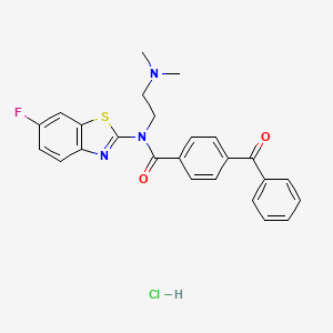 molecular formula C25H23ClFN3O2S B2735224 4-benzoyl-N-(2-(dimethylamino)ethyl)-N-(6-fluorobenzo[d]thiazol-2-yl)benzamide hydrochloride CAS No. 1216687-44-3