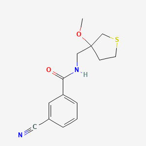 molecular formula C14H16N2O2S B2735227 3-cyano-N-((3-methoxytetrahydrothiophen-3-yl)methyl)benzamide CAS No. 1448045-93-9