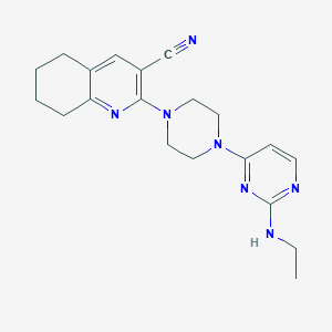 molecular formula C20H25N7 B2735228 2-[4-[2-(Ethylamino)pyrimidin-4-yl]piperazin-1-yl]-5,6,7,8-tetrahydroquinoline-3-carbonitrile CAS No. 2415570-63-5