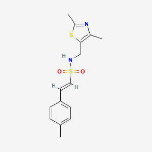molecular formula C15H18N2O2S2 B2735237 (E)-N-((2,4-dimethylthiazol-5-yl)methyl)-2-(p-tolyl)ethenesulfonamide CAS No. 1396891-29-4